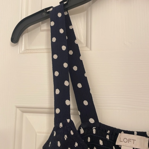 LOFT Navy Dotted Smocked Peplum Cami - Picture 7 of 9